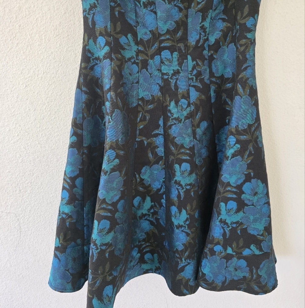 Antonio Melani Dress Womens Sz 4 Floral Fit&Flare Blue Black Whimsgoth - Picture 4 of 13